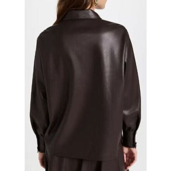 Rebecca Taylor 722439B041 Women's Sz Small Deep Port Brown Faux Leather Top - Picture 2 of 7